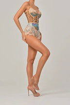 Leopard Patchwork Lace Jumpsuit With Spaghetti Straps