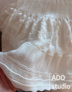 A Line Dress With Ruffled Knitted Vest For Women French Style