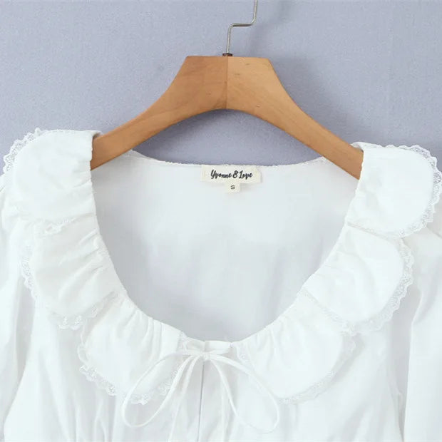 White Blouse With Peter Pan Collar Tie