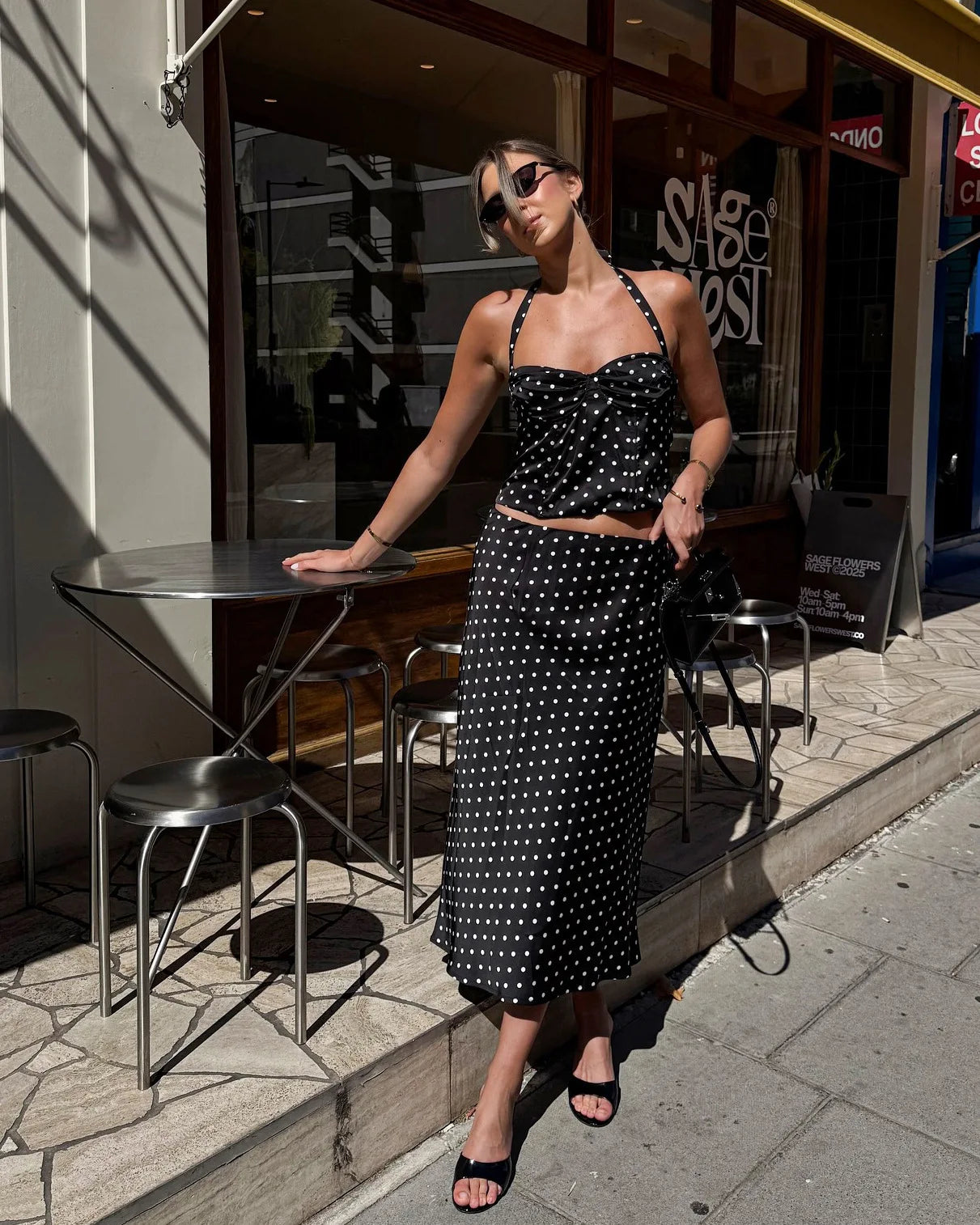 Two-Piece Set Women's Sexy Polka Dot Top Casual Maxi Skirts Sets