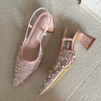 Elegant Pointed Toe Slingback Pumps In Breathable Mesh