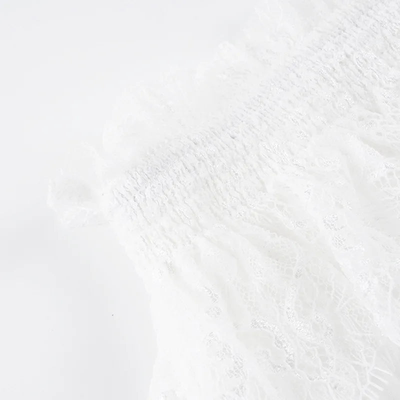 Lace Trim Knot High Waist Pleated Mini Skirt With Color Blocking Details For Seductive Style