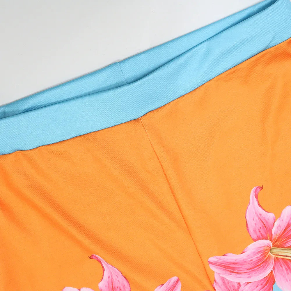 Floral Off Shoulder Crop Top And High Waist Capri Set For Summer Streetwear Vibe