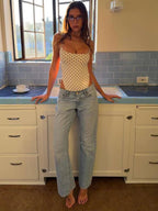 Retro Polka Dot Strap Jumpsuit With High Waist Silhouette