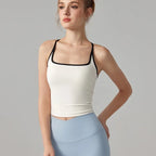 Colorful Yoga Vest With Fixed Chest Pads Women Gym Sleeveless Tank Top For Fitness And Running