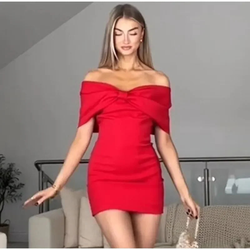 Bow Strapless Mini Backless Bodycon Dress