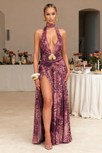 Purple Print Maxi Dress
