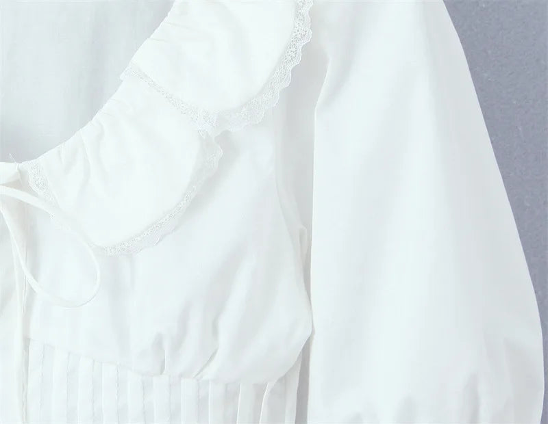 White Blouse With Peter Pan Collar Tie