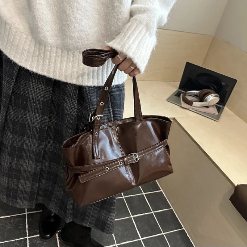 Vintage Inspired Minimalist Tote Bag With Top Handle Large Capacity
