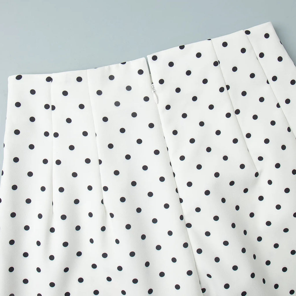 Dot Print Halter Top Set With Wide Leg Pants