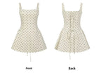 Polka Dot Gingham Mini Dress With Square Collar