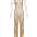 See Through Glitter Backless Dress l