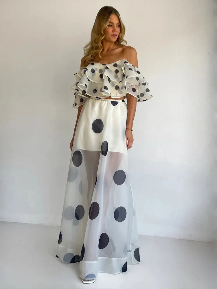 Sexy Print Asymmetrical Hem Long Skirt Set Fashionable Sleeveless Women's Polyester Fabric Casual Leisure Suit