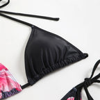 Flowers Printed With Skirt Halter Bikini Three-pieces Bikini set