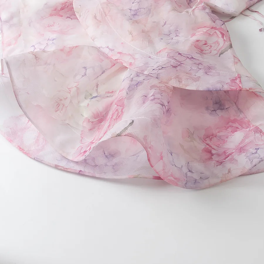 Petal 3D Flower Ruffle Camisole Dress With V Neck Backless Evening Look