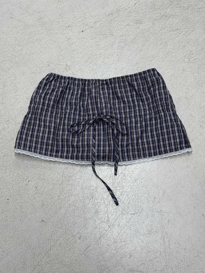 Plaid Streetwear Set With Cropped Shirt And Mini Skirt