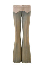 L Corduroy Panel Denim Halter Bustier Top + Flare Jeans