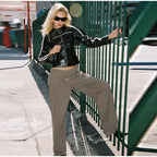Street Style Mid Rise Wide Leg Denim Pants With Deep Pockets