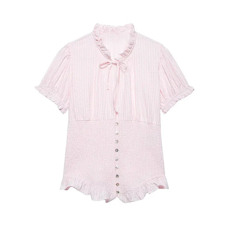 Elegant Chest Cutout Top With Elastic Waist