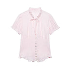 Elegant Chest Cutout Top With Elastic Waist