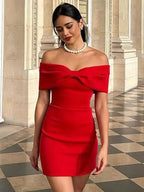 Bow Strapless Mini Backless Bodycon Dress