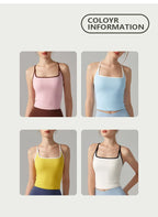 Colorful Yoga Vest With Fixed Chest Pads Women Gym Sleeveless Tank Top For Fitness And Running