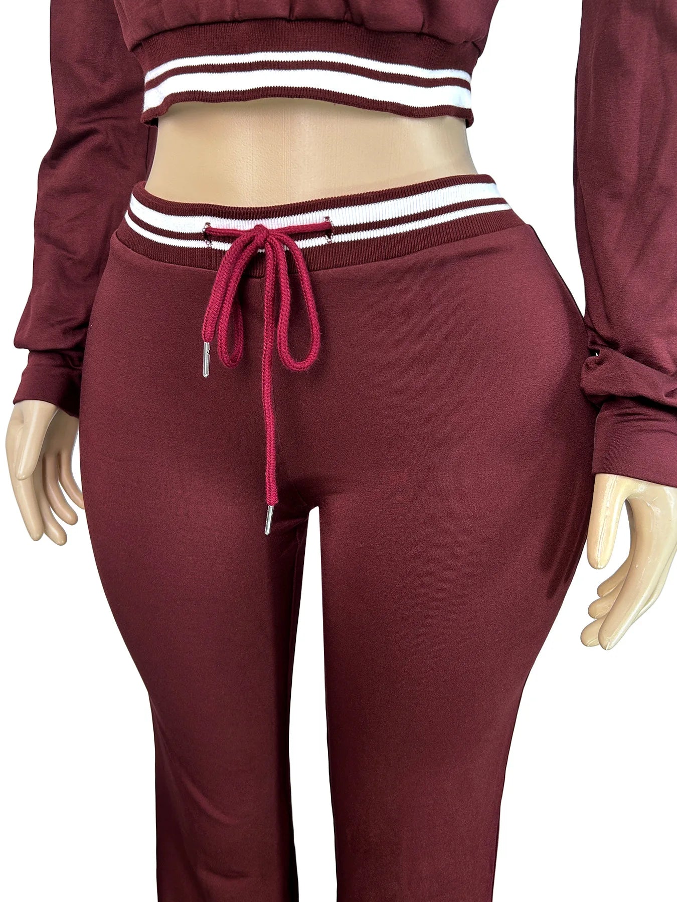 Cozy Two Piece Tracksuit Set With Zip Crop Jacket And Comfortable Sweatpants