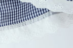 Vintage Lapel Collar Puff Sleeve Lace Patchwork Sweet Plaid Single Breasted Blouse