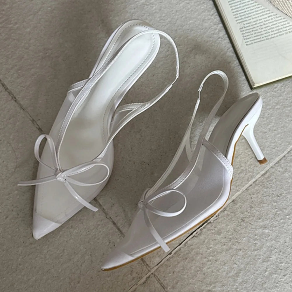 Butterfly Knot Pointed Toe Thin Stiletto High Heels