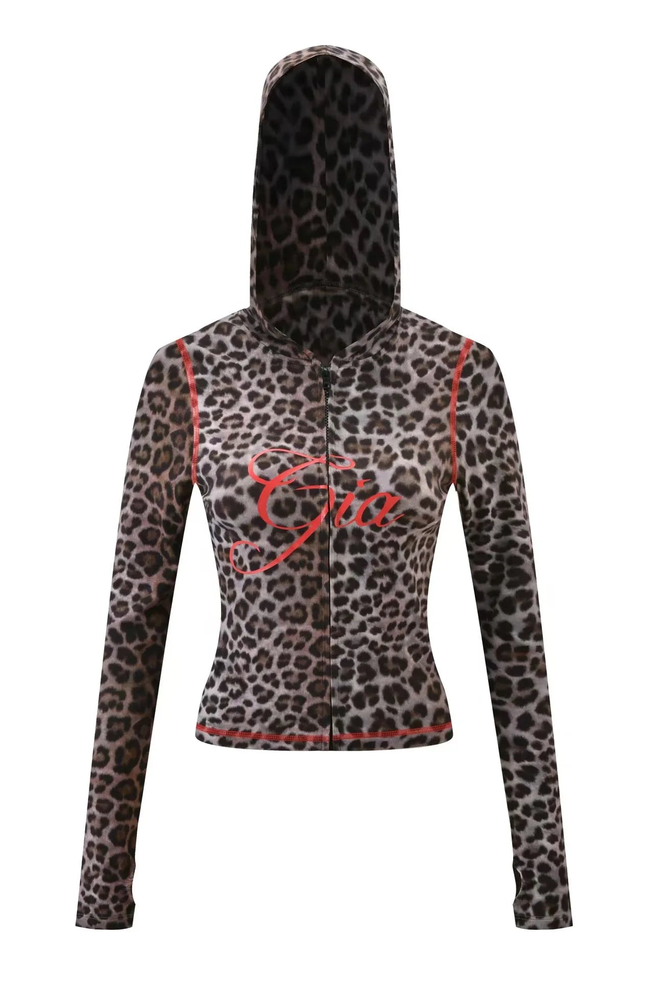 Two Piece Slim Fit Letter Print Hooded Zipper Jacket And Pants Set Open Thread Design