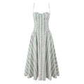 Spaghetti Strap Striped Floral Midi Dress For Women Elegant A Line