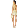 3D Flowers Light Yellow Elegant Modern Formal Mini Dress
