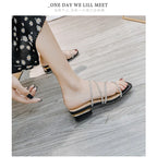 Crystal Rhinestone Clear Strap Sandals With Low Heel
