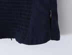 Women's Navy Blue Bustier Blouse With White Patchwork Lace-Up Front