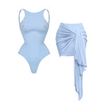 Three Piece Micro Bikini Set With Printed Bandeau Top And Sarong Beachwear For Women Sun Lovers