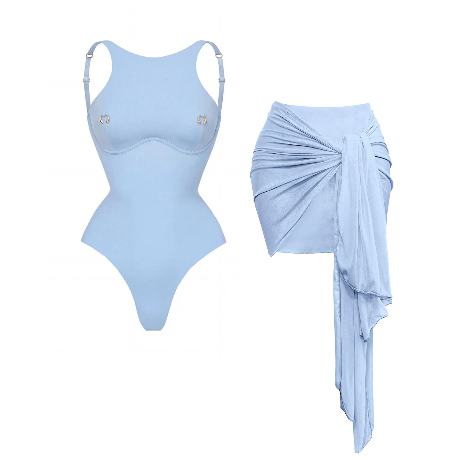 Three Piece Micro Bikini Set With Printed Bandeau Top And Sarong Beachwear For Women Sun Lovers