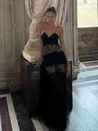 Lace See Through Sling Maxi Dress Evening