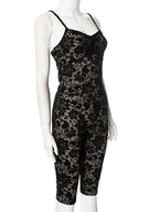 Hollow Out Lace Capri Set Two Piece With Spaghetti Straps