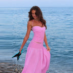 Hanging-Neck Top And A-Line Skirt Set Sleeveless Backless Bandage Style
