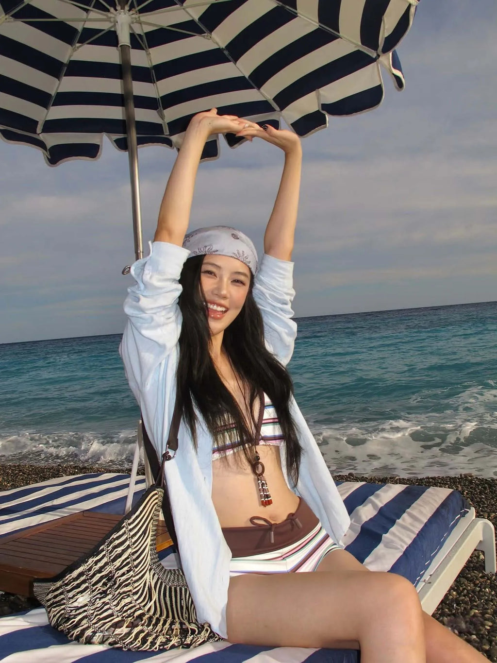 Striped Two-piece Bikini With Tie Dot Pattern Chic Beachwear Swimsuit For Summer Vibes