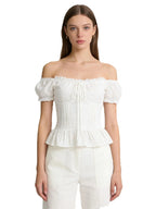 Women Sweet Lace Patchwork Bow Tied Blouses French Slash Neck Short Sleeve