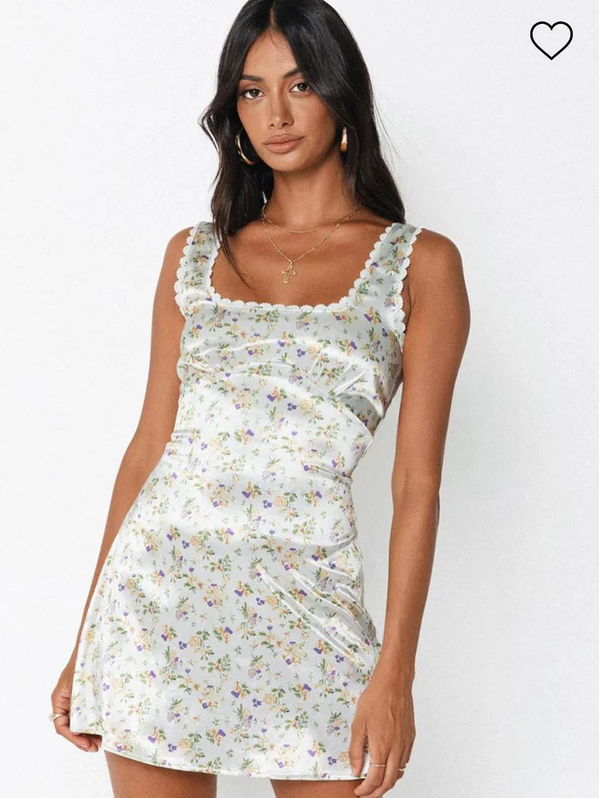 Ladies Square Collar Backless Nightwear Mini Dress