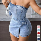 Twisted Front Denim Tube Dress