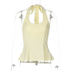 Halter Backless Corset Tank Top With Lace Up Details Retro Street Vibe