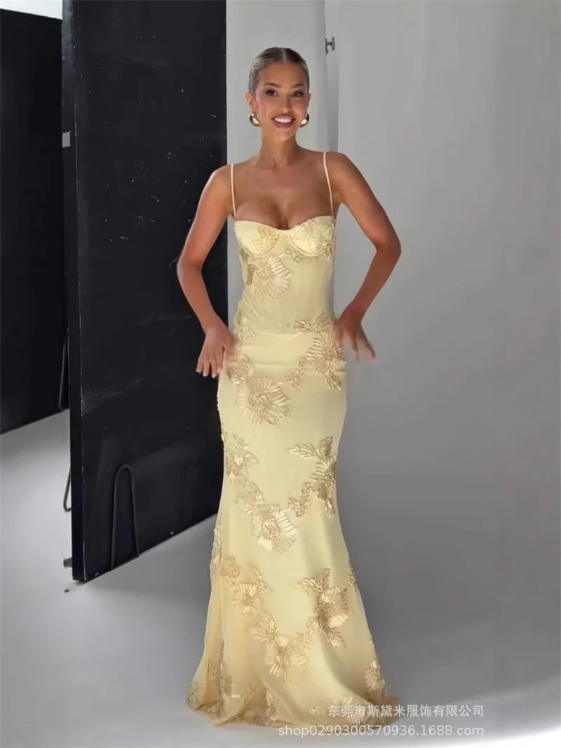 Embroidered Corset Dress With Sleeveless Silhouette