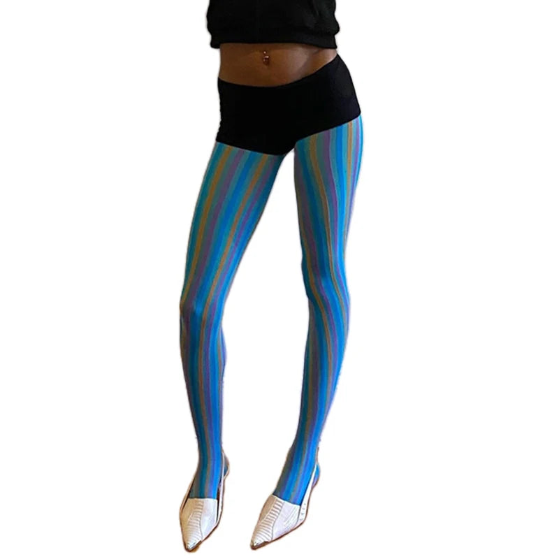 Tie Dye Mesh Stockings With Sheer Finish And Hollow Out Pattern