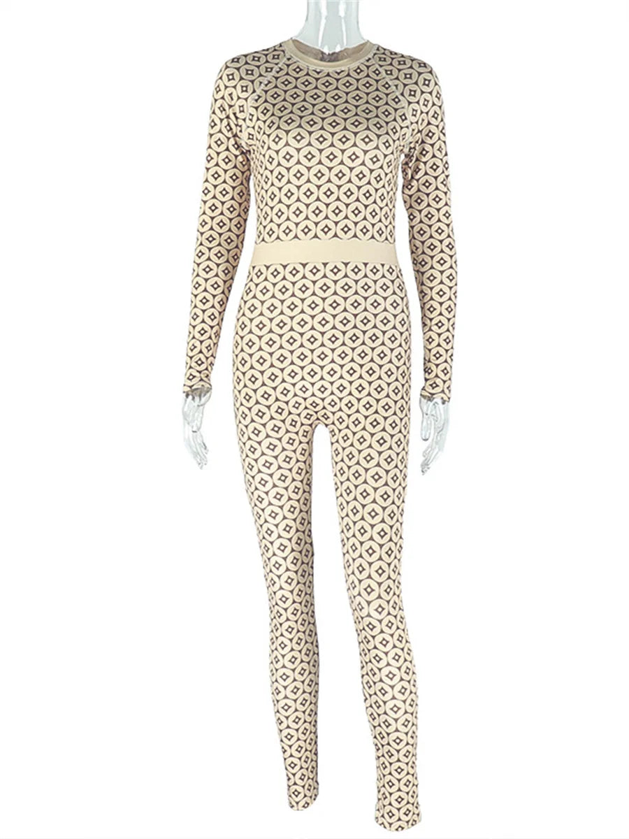 Bold Print Jumpsuit With Color Blocking Patchwork Zip Front