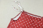 Red Polka Dot Halter Crop Top And Capri Set For Women