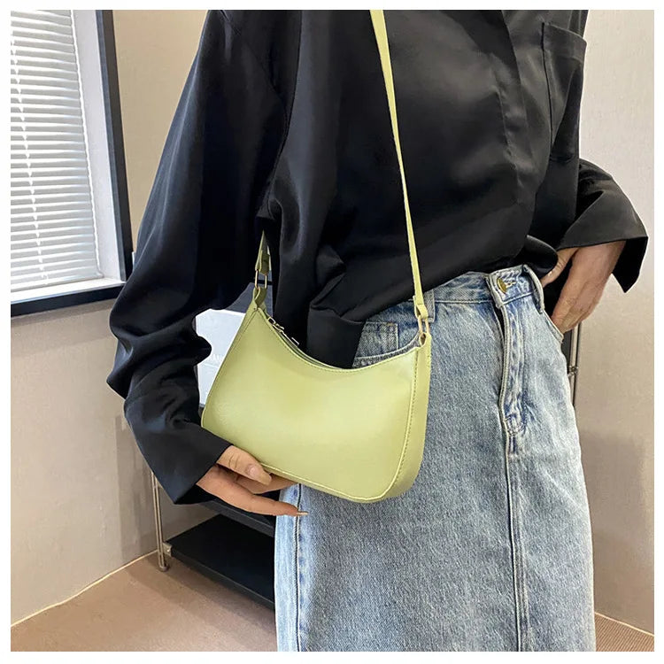 Solid Color Square Handbag Minimalist Crossbody Underarm Bag