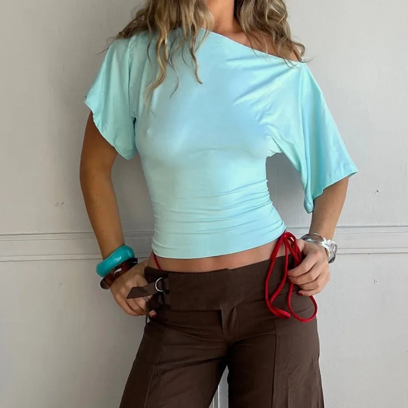 One Shoulder Summer Top For Women Slim Fit